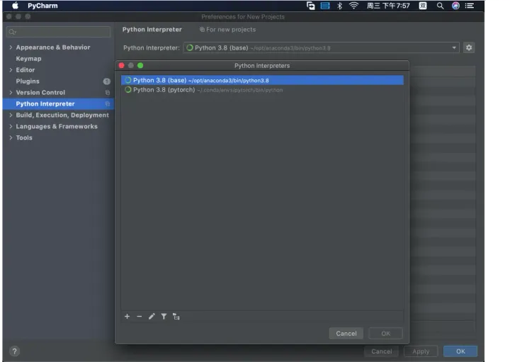 MacOS-pycharm-使用-conda-base环境